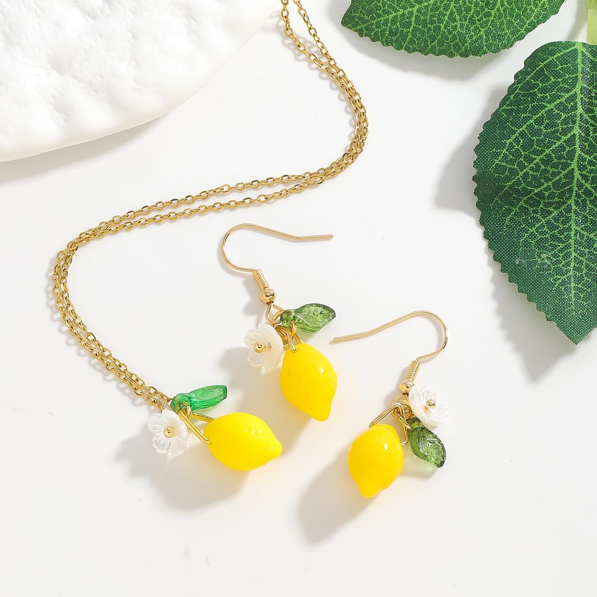 Fruit Jewelry Set for Women, Cute Fruits Necklace Earrings Set, Lightweight Fruit Theme Jewelry for Summer Daily Wear - Image 5