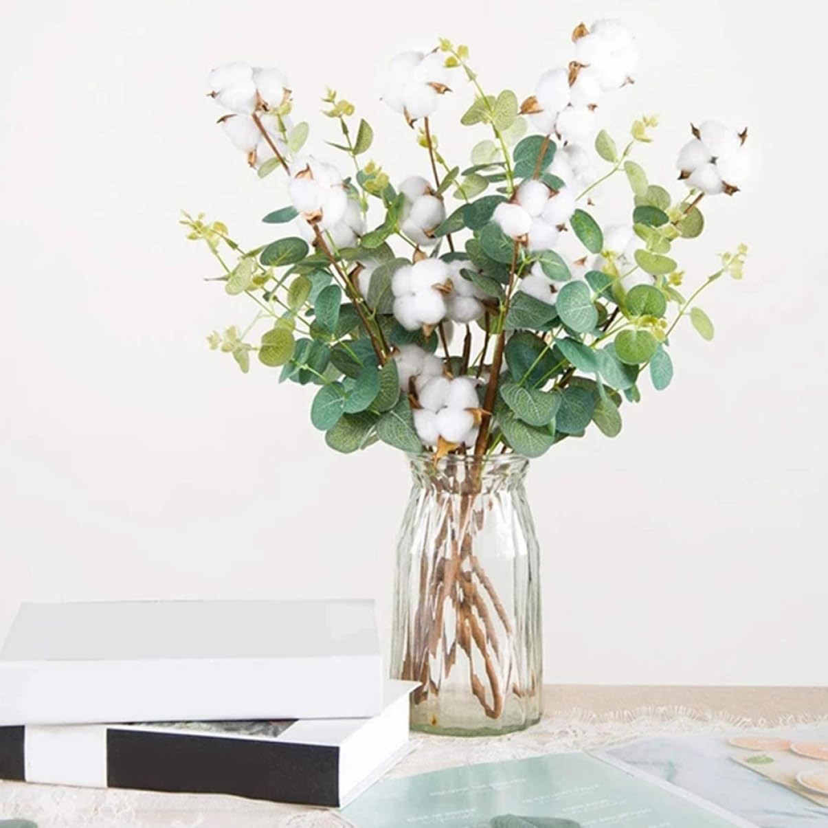 VALICLUD Künstliche Blume Eukalyptus 3 Stück aus Seidenblumen | Wohnzimmer und Schlafzimmer, Naturgetreue Deko für Arrangement und Vase