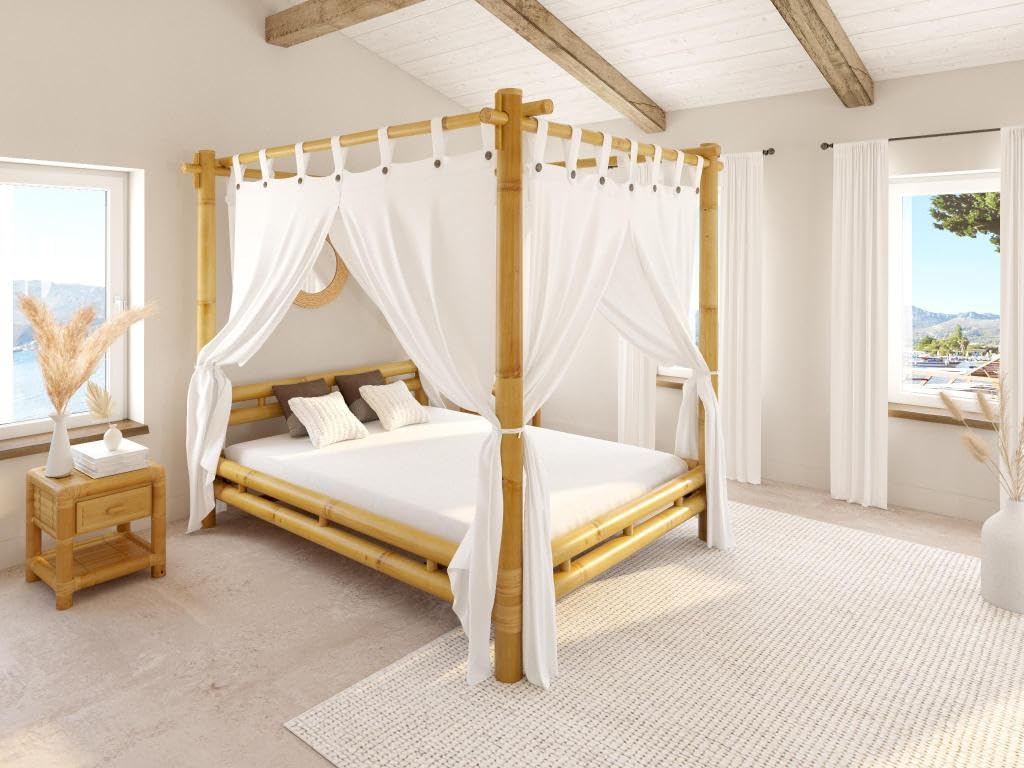 Vente-unique - Himmelbett mit Vorhang - 160 x 200 cm - Bambus - Naturfarben  - Malindi : Amazon.de: Kche, Haushalt & Wohnen