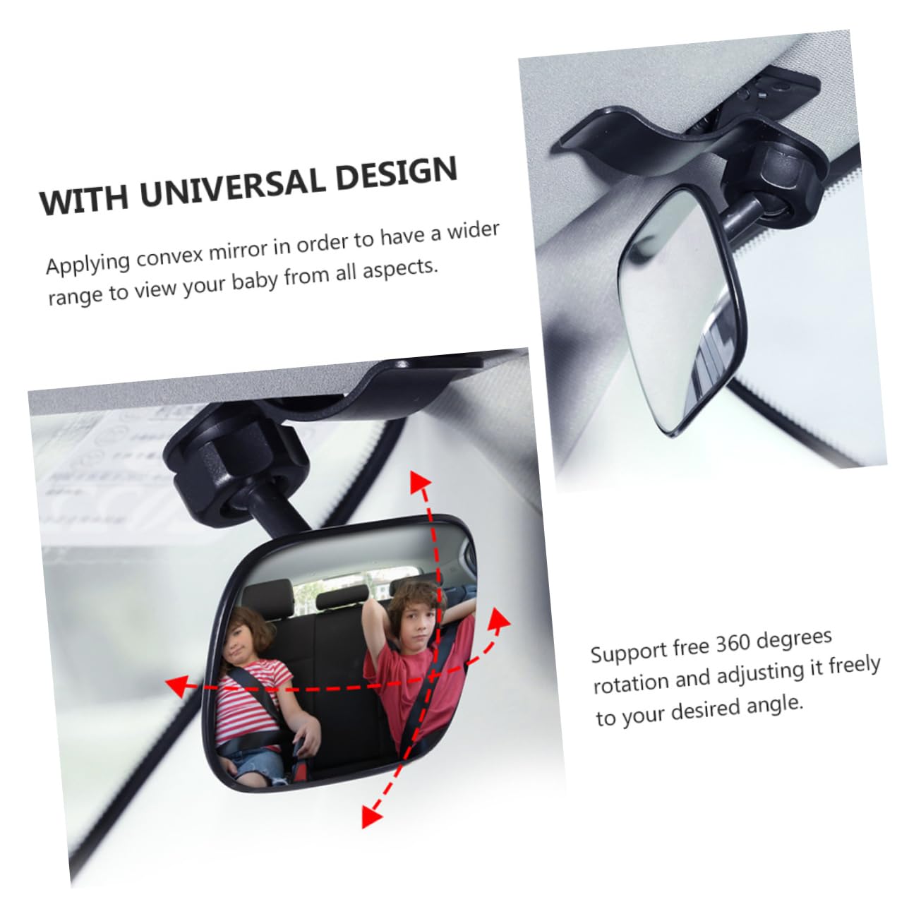 Gatuida 3piezas Espejo De Seguridad Para Del Coche Espejo Retrovisor y Resistente Visibilidad Amplia Para Supervisar Tu Hijo Negro