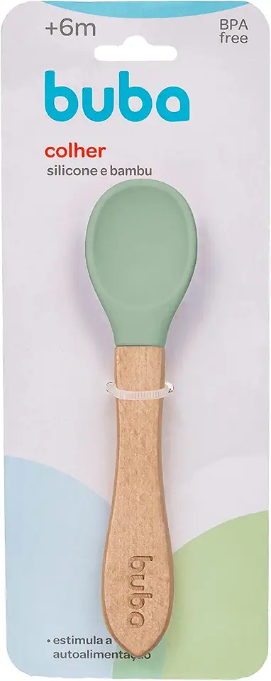 BUBA, Colher Silicone E Bambu - Verde