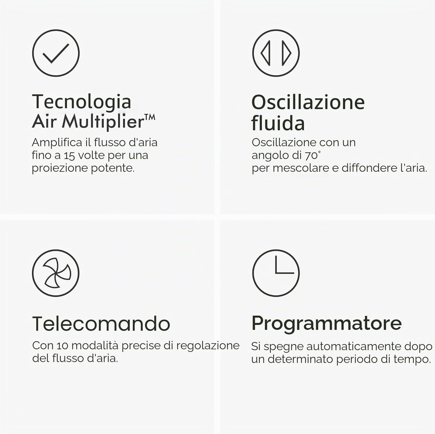 Dyson Cool AM07 - Ventilatore con telecomando, 100 cm, timer 9h, ventilatore a torre silenzioso bianco/argento, risparmio energetico, ventilatore da tavolo per camera da letto, livello di rumore 48 db