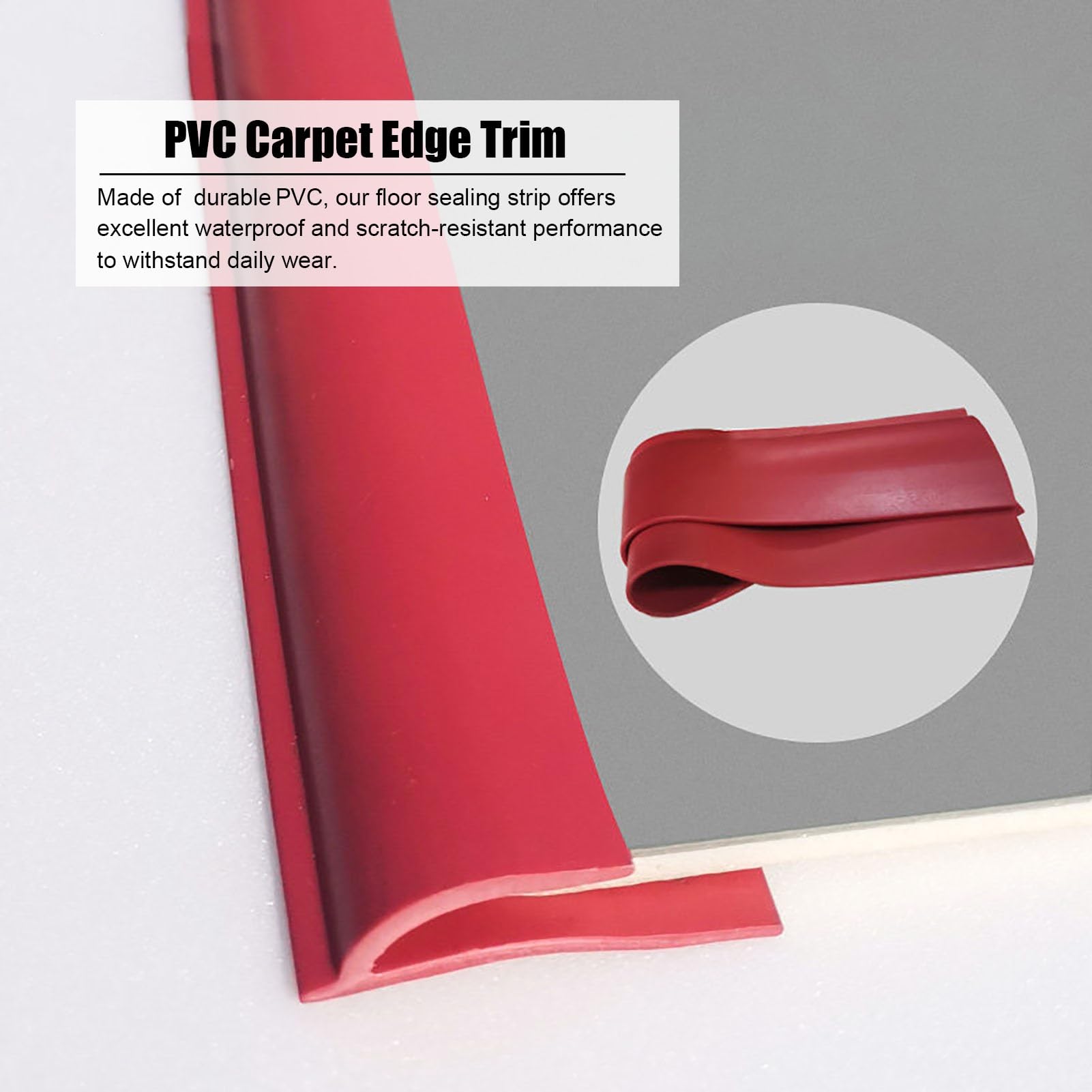 Barre de Seuil Bande de Finition Autocollante en PVC Souple pour Moquette