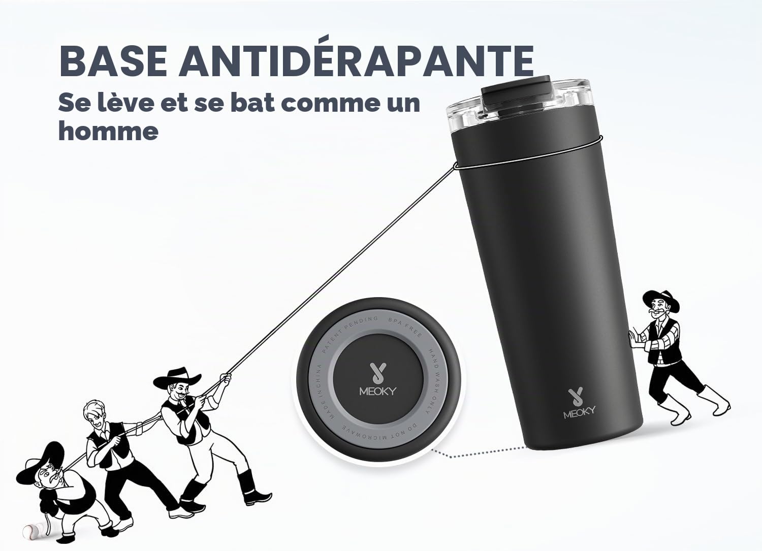 Meoky Tasse à café de voyage isotherme en acier inoxydable, garde au chaud 8 h ou au froid 24 h, couvercle anti-fuite