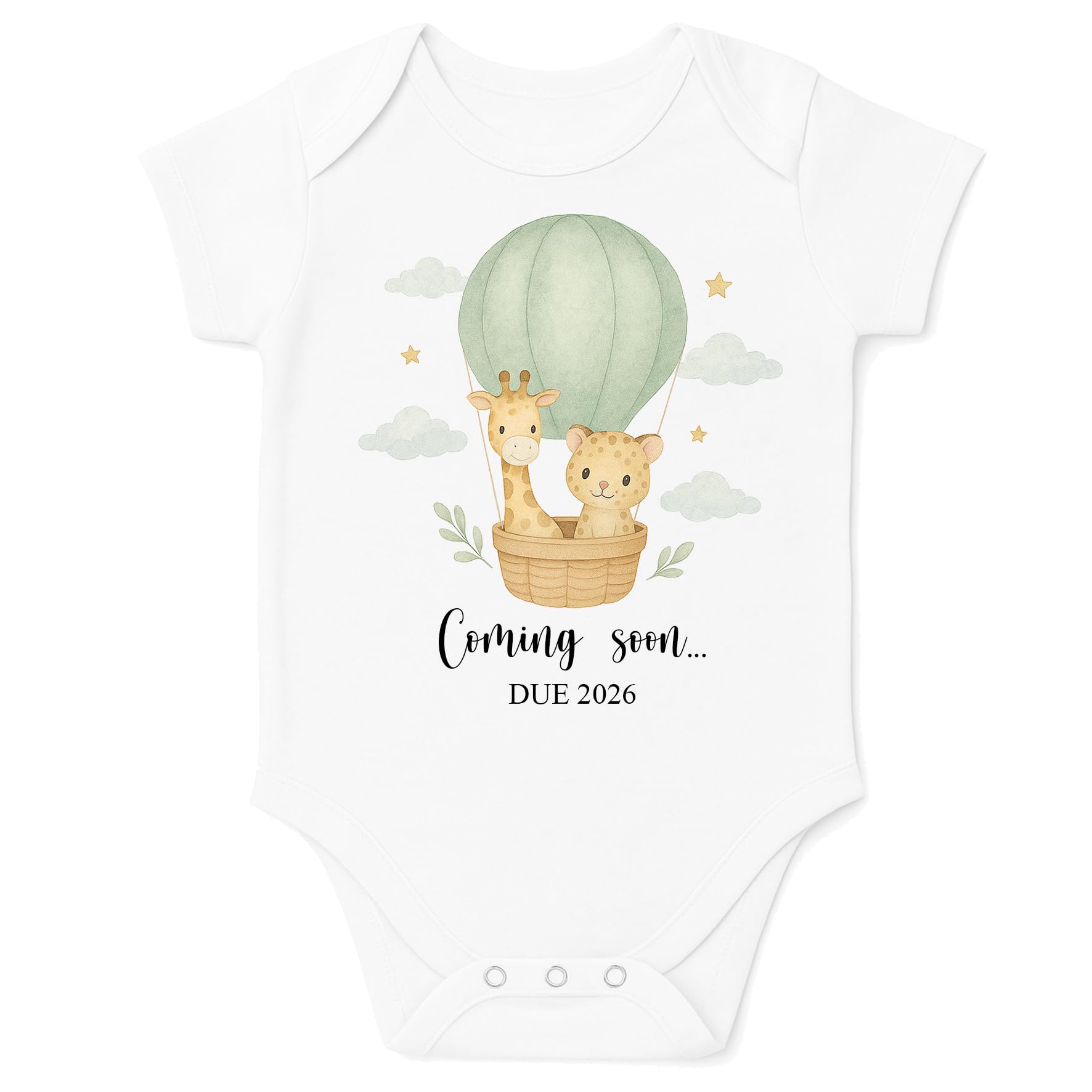 Pregnancy Announcement Baby Vest Bodysuit | Baby Announcement Reveal | Sage Hot air Balloon