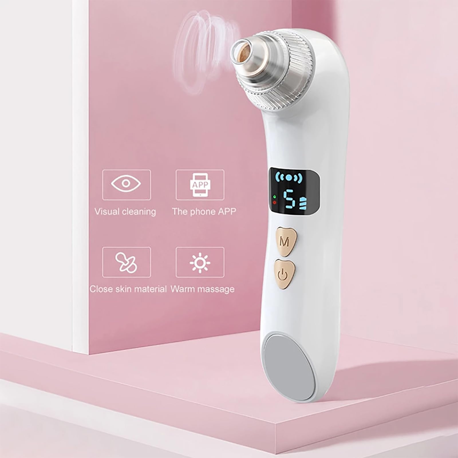 ERICAT Aspiradora removedora de Puntos Negros, removedor de Puntos Negros Mejorado con Pantalla LED y 6 sondas reemplazables, 3 Modos de Calentamiento y 5 Niveles de succión, Adecuado para Mujeres