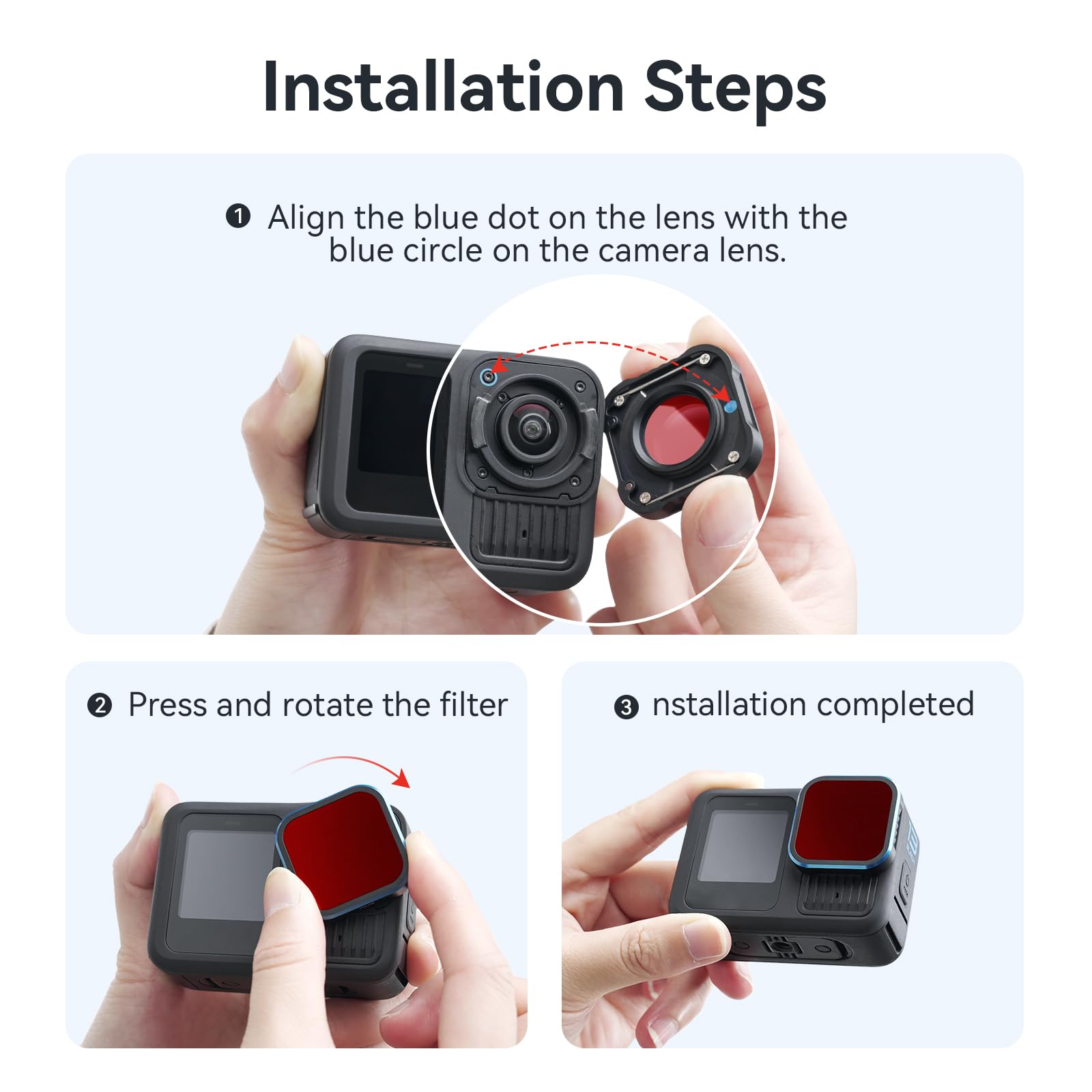 Monzi - Wasserdichter Unterwasserfilter für GoPro Hero 13 (2024-2025) – Rotlichtfilter & Farbkorrektur für kristallklare Tauchvideos