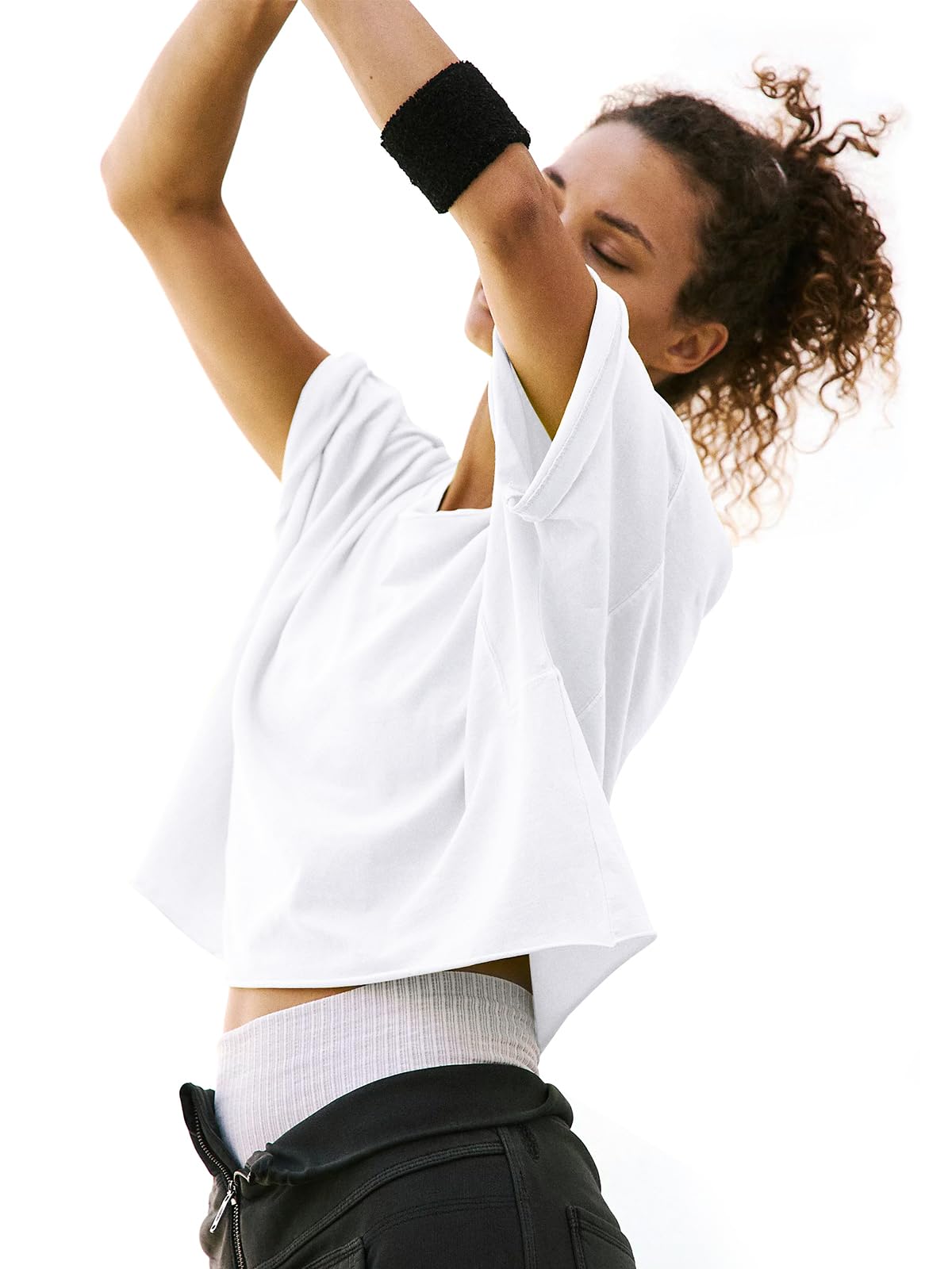 EBANKU Camisas de Entrenamiento de Gran tamaño para Mujer de Manga Corta Tops Cortos Casuales de algodón básico atlético Yoga Correr