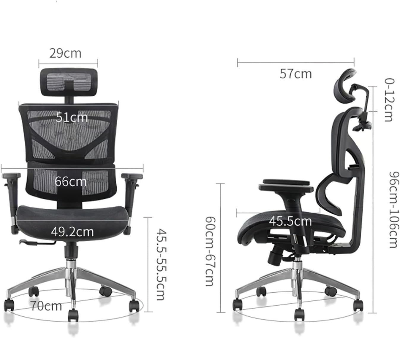 Sedia da Ufficio direzionale in Rete per Computer per casa, ergonomica, Resistente, Girevole con Schienale Alto e Funzione di inclinazione Regolabile, capacità(Grigio1-Taglia Unica