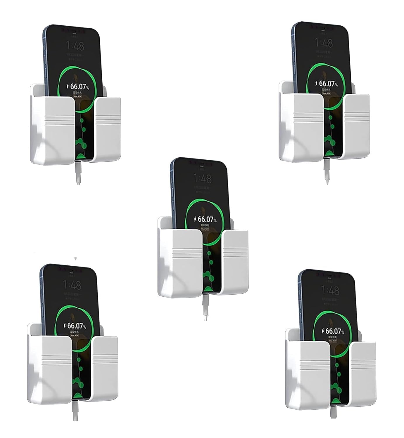SYN SONS Wall Mounted Mobile Holder Storage Case for Remote Storage Organizer, Wall Mounted Mobile Stand/Multi Purpose Stand with Hole for Phone Charging (White) (Pack of 5) (B0CR3VNTTN) Amazon Price History, Amazon Price Tracker