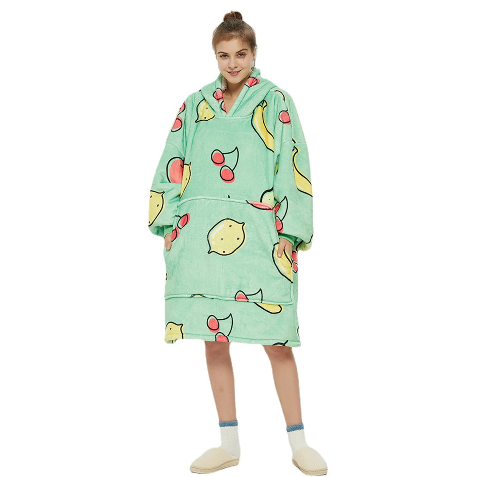 Hoodie Blanket Oversized Sherpa Giant Sweatshirt Throw Ultra Soft Cozy Warm Comfy Wearable Pullover Hoody for Men Women Gift