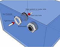 Vista 5 de 10 unidades de montaje de mamparo de PVC de 1 pulgada, conector de tanque de agua de doble rosca para barriles de lluvia, acuarios, tanques de agua
