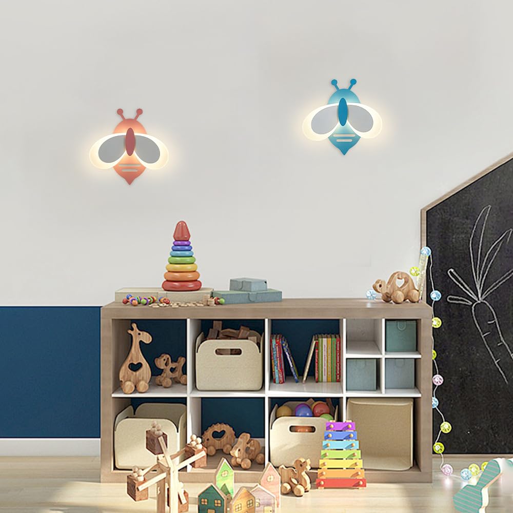 Kinkiet ścienny LED 8W do wnętrz, kinkiety akrylowe Creative Bee Oświetlenie ścienne, wystrój pokoju dziecięcego Lampka nocna Lampka ścienna 3 Regulowana temperatura barwowa Kinkiet do sypialni