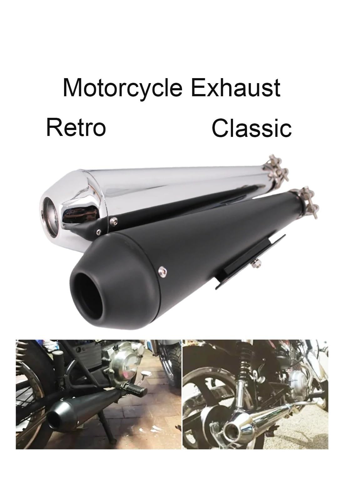 silencioso escape moto Para punk Para estilo retro clásico Para cruiser | Para Halley Moto Escape modificado 38 40 42 45MM Universal silenciador de Escape para motocicleta Escape(B-BLACK)