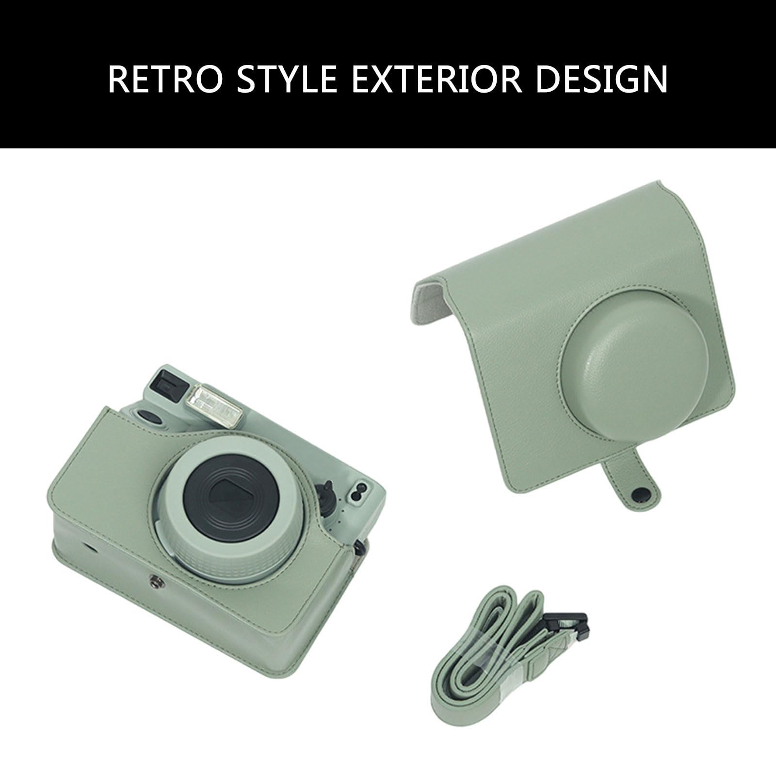 Custodia per fotocamera in pelle PU morbida custodia in silicone per Wide400 borsa con tracolla supporto alla moda, Nero