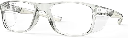 HTS TR90NZZ - Gafas de seguridad de tamaño pequeño con protectores laterales ANSI Z87, marco óptico de prescripción, resistente a arañazos y niebla