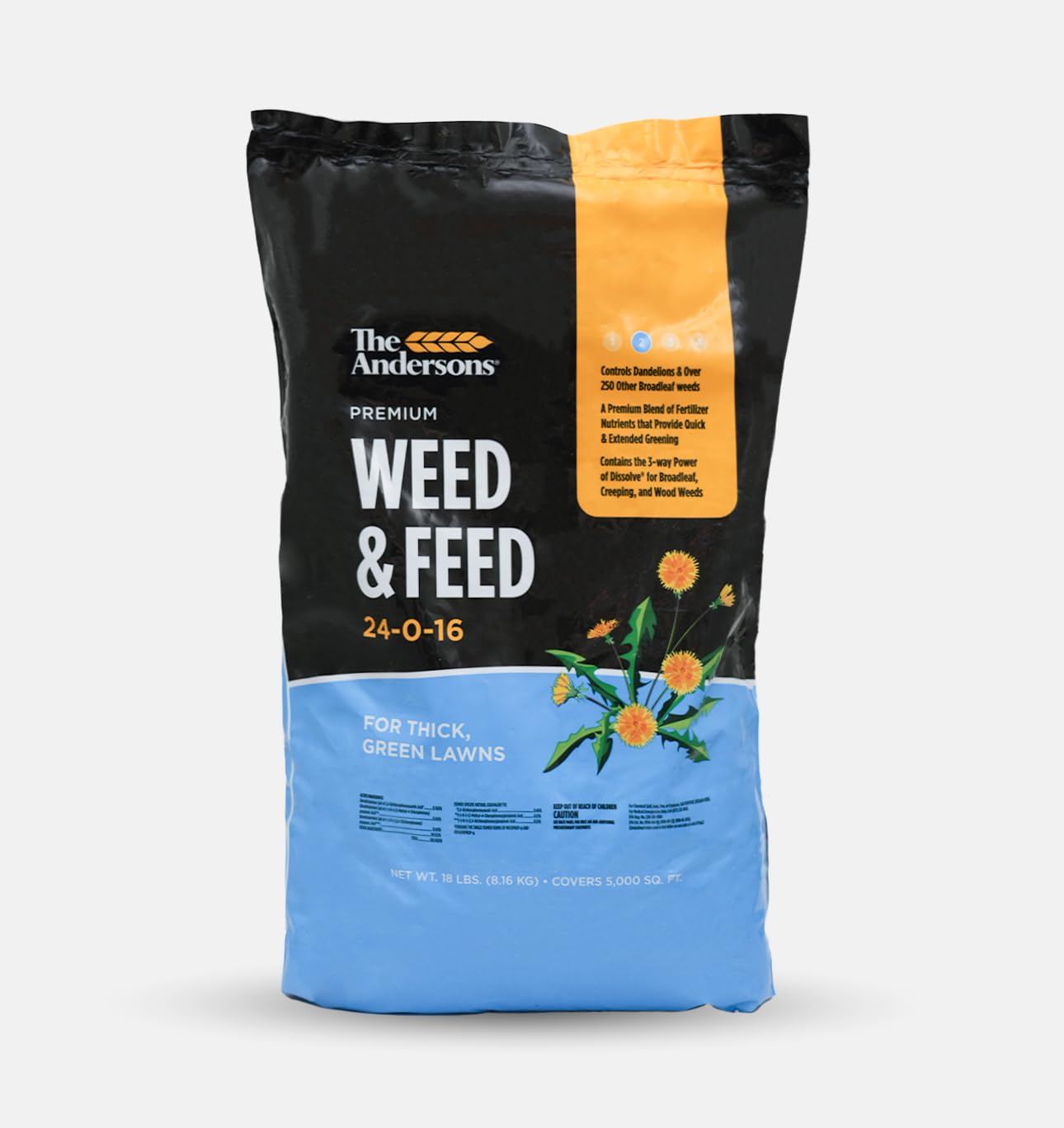 Premium Weed and Feed 24-0-16 - Covers up to 5,000 sq ft (18 lb)