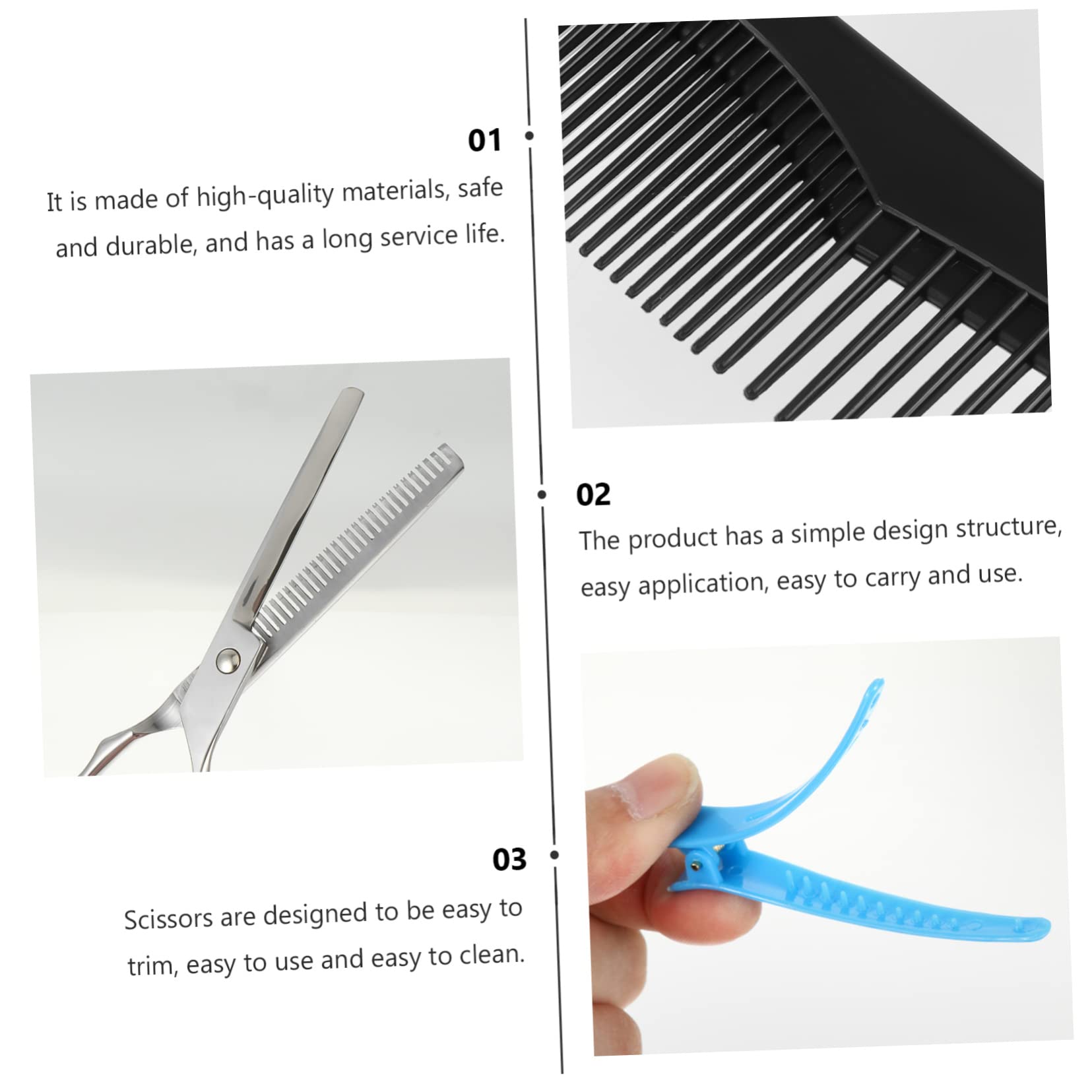 DOITOOL Ciseaux de Coiffure avec Peigne Plat pour Cheveux Clairsemés Matériel de Coiffure pour Salon et Débutants