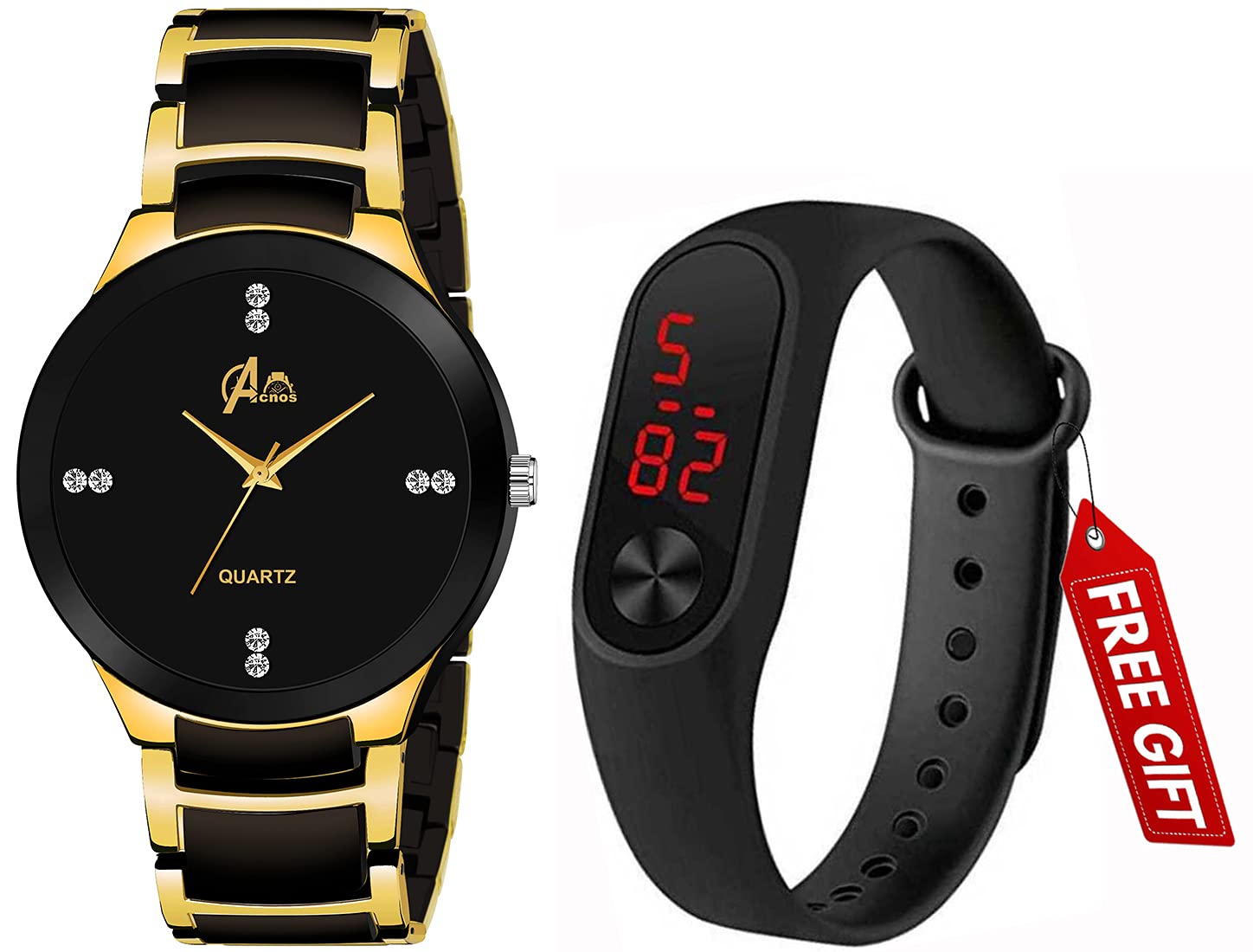 A Black Dial and Black Gold Stainless Steel Belt Watch with M2 Digital for Mens and Watch for Boy Pack of 2 (B09H3GFSF6) Amazon Price History, Amazon Price Tracker