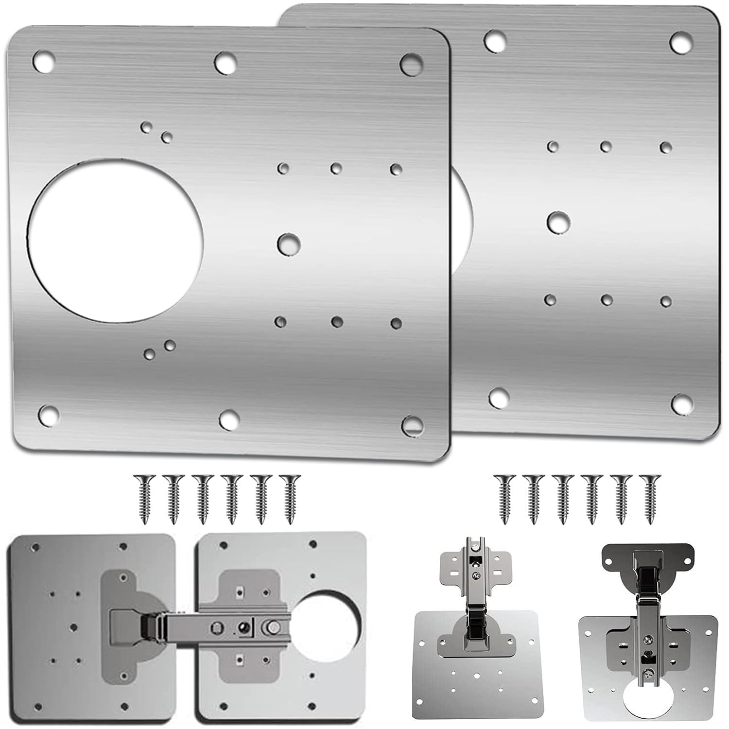 Armario placa de reparación de bisagras，reparación con tornillos de fijación para muebles de madera, cocina, armarios, muebles (2)