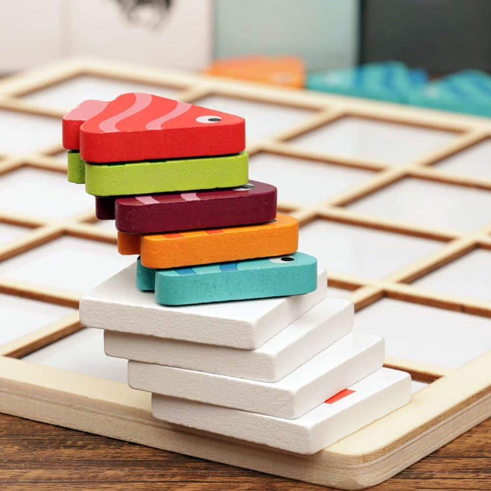 Gioco Puzzle Montessori Abbinamento delle Direzioni Pesci Legno