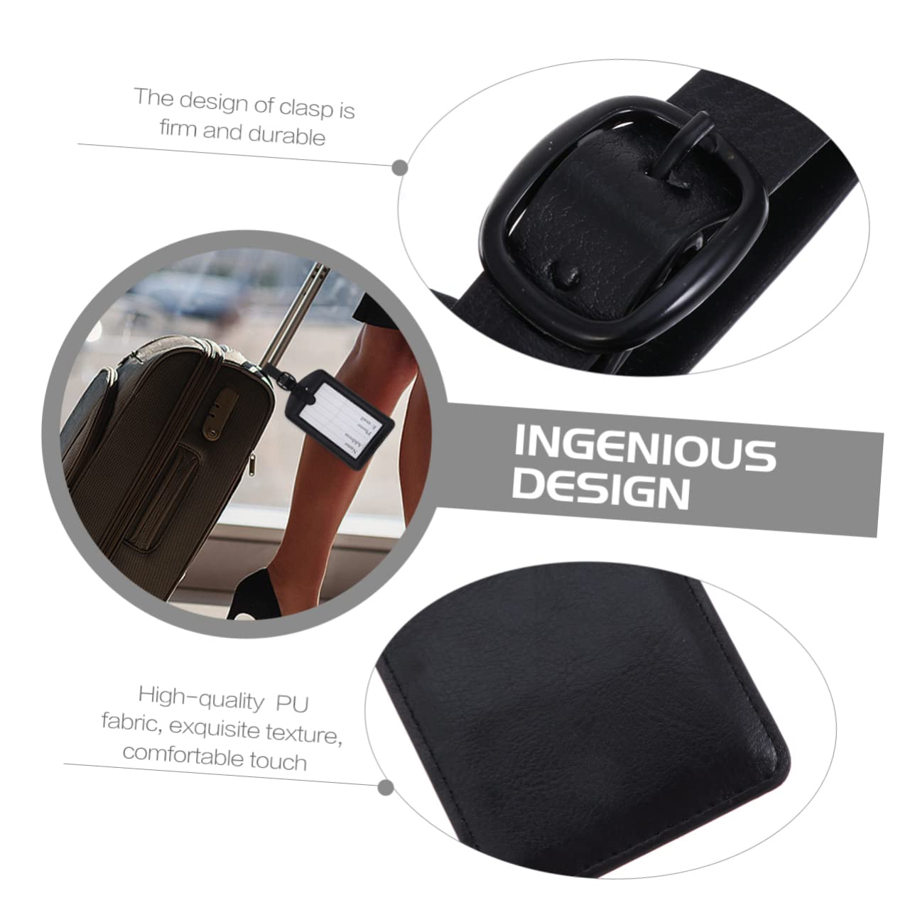 Ipetboom 2 Set Etichette Per Pu Targhette Per Valigia Regolabili Design Per Facile 5 Pezzi*2
