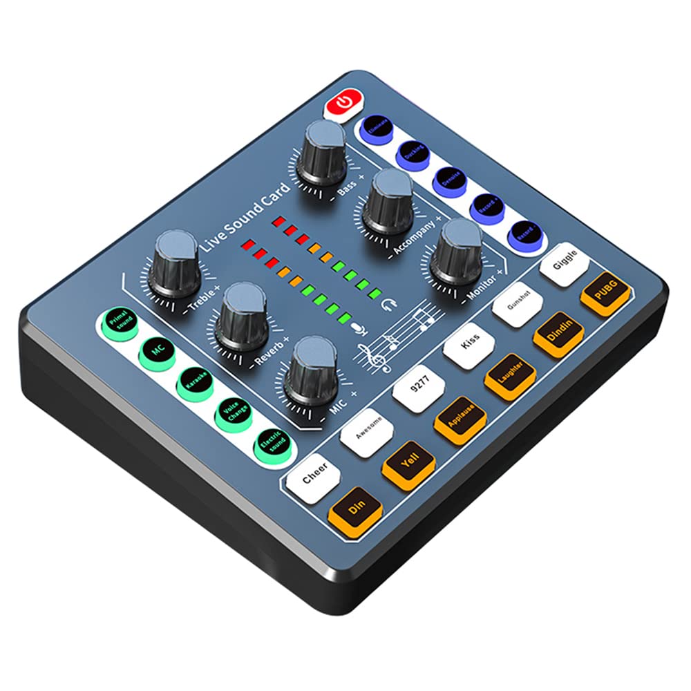 Scheda Audio Mini Mixer Bluetooth, Scheda Audio dal Vivo con Vari Effetti sonori, Scheda Audio per Cambio Voce in Streaming Live per la Registrazione di Musica, Trasmissione di Canto, Nero