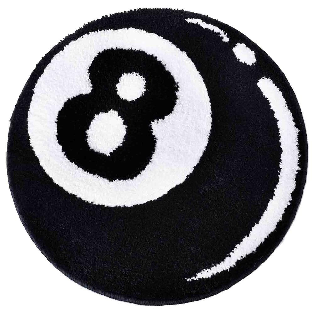 Alfombra Redonda de 8 Bolas Absorbente Antideslizante Suave Lavable a Máquina para Decoración de Fiestas y Salas de Estar Alfombra de Bolas de Billar,B Faux Cashmere,100cmx100cm