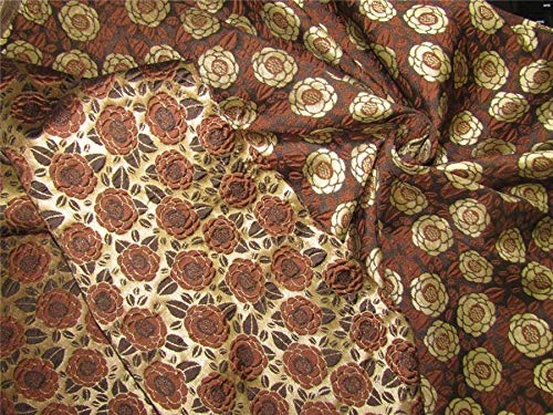 Reversible Brocade Fabric Brown & Gold Color 46