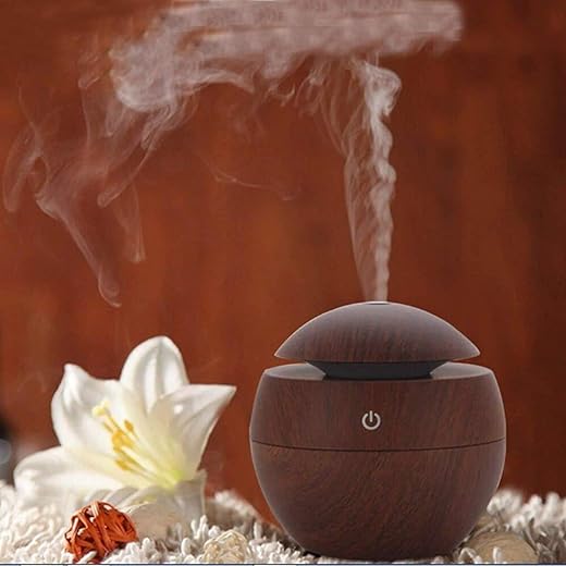 ChiransiWooden Cool Mist Humidifiers Essential Oil Diffuser Aroma Air Humidifier with Colorful Change for Car, Office, Home, Air Humidifier for Room(Multi Color) (WOODEN AROM DIFFUSER)