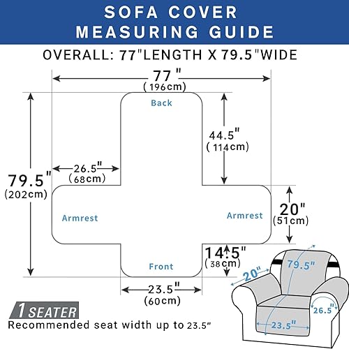 Miniatura 6 de XINEAGE Funda acolchada impermeable para sillón, súper suave, lavable, con bolsillos y correas elásticas antideslizantes, protector grueso de