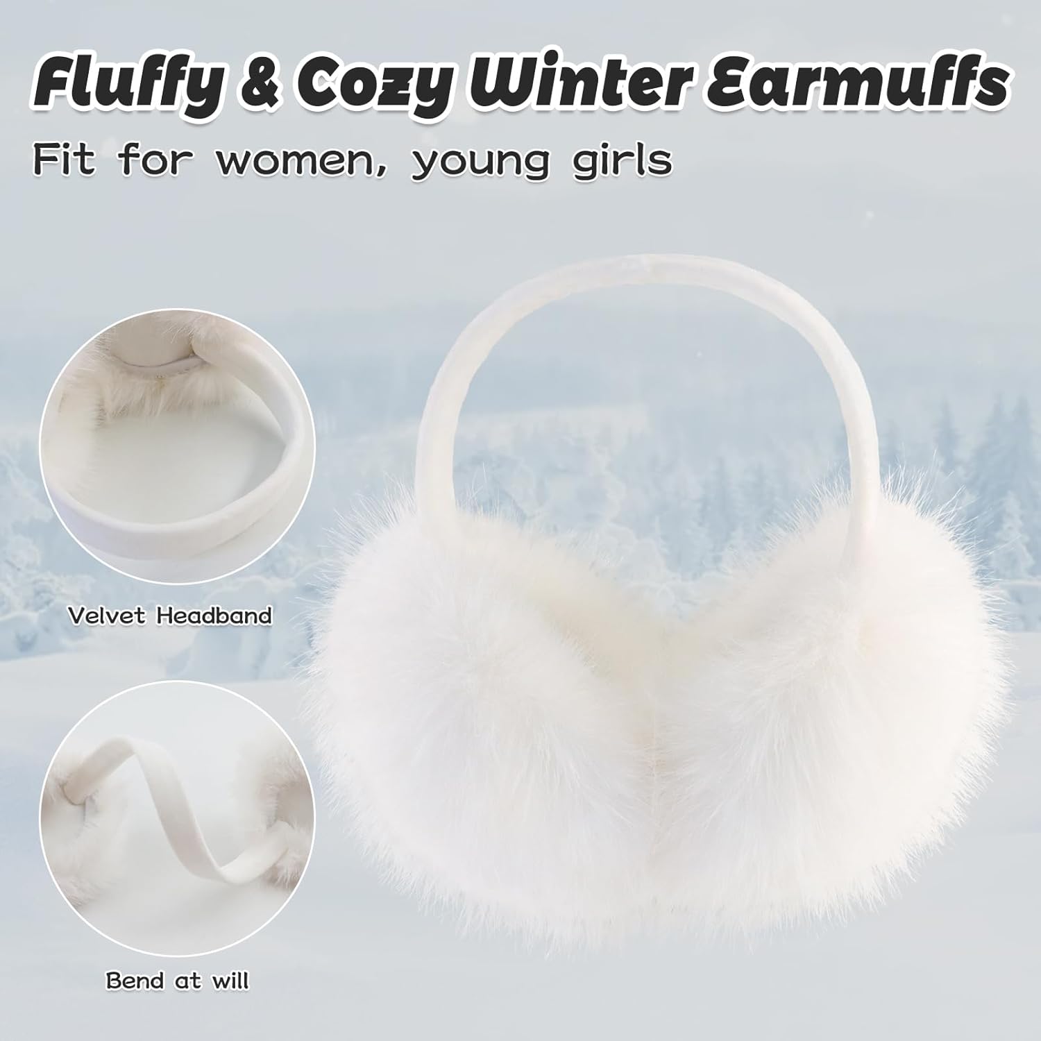 Winter Women Earmuffs Furry Faux Fur Ear Muffs Fluffy Comfy Ear Warmer Girls Foldable Velvet Plush Ear Covers - Image 3