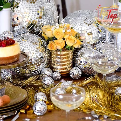 Image of Premium Mirror Disco Ball Hanging Party Centerpieces (Handmade) (25 cm (1 pc) (10 inch))