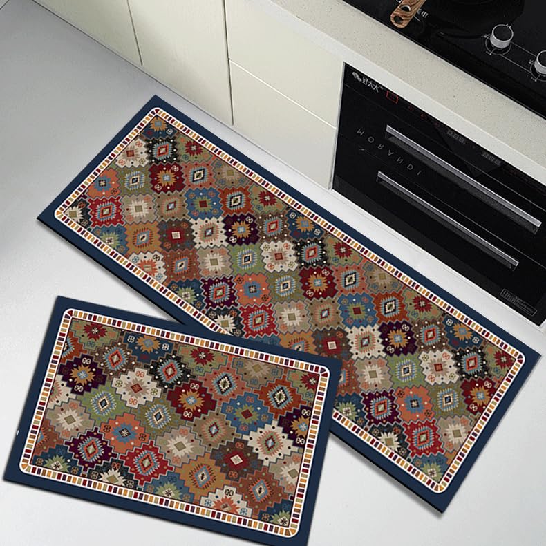 Image of Roslen Kitchen Mat Set of 2 Anti Slip Waterproof Cushioned Memory Foam Mats for Standing Kitchen Comfort Floor Runner for Sink, Bathroom, Laundry, Office, Entryway & Balcony