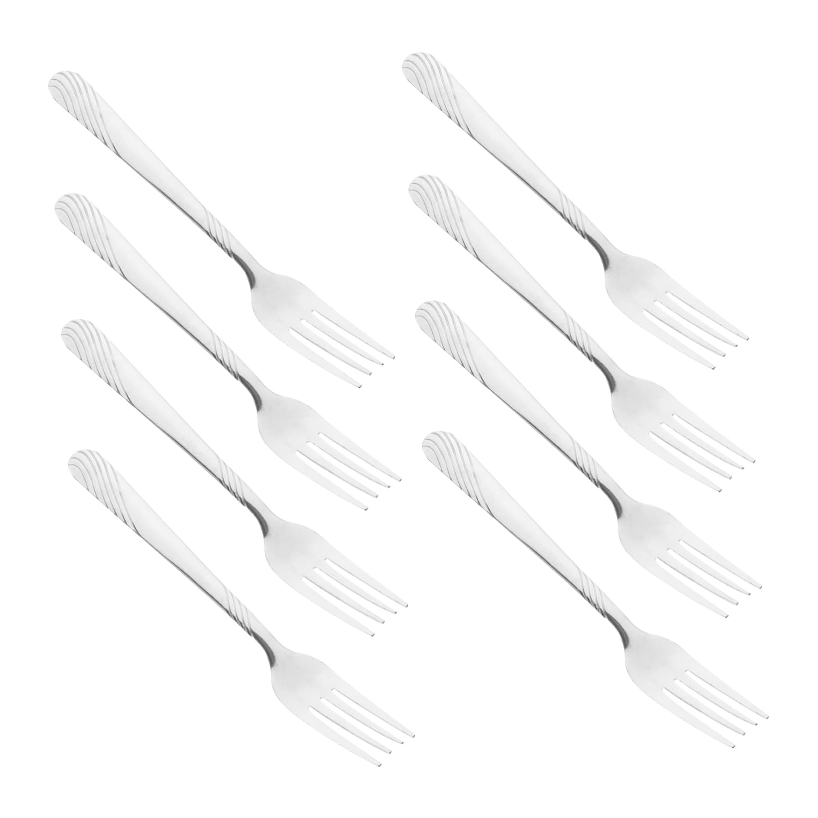 OUNONA 8pcs Stainless Steel Fork Ergonomic Multi Use Dining Utensils for Steak Fruit and Barbecue Polished Cutlery for Home Restaurant and Outdoor Events