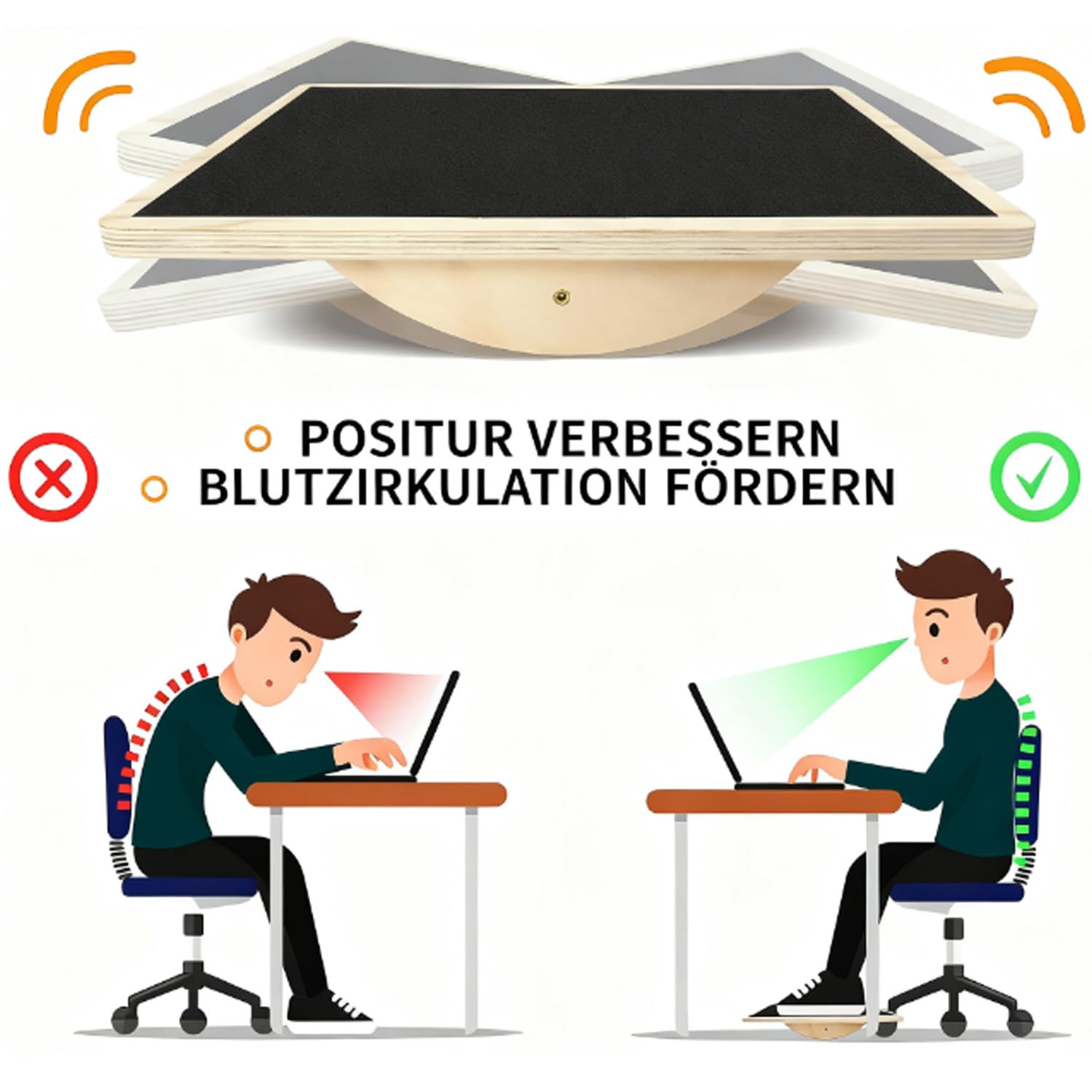 Balance Board aus Holz,Rutschfestes Balance Board,Balancebrett für die Rumpfkraft,ideales Balancebrett für das Knöcheltraining
