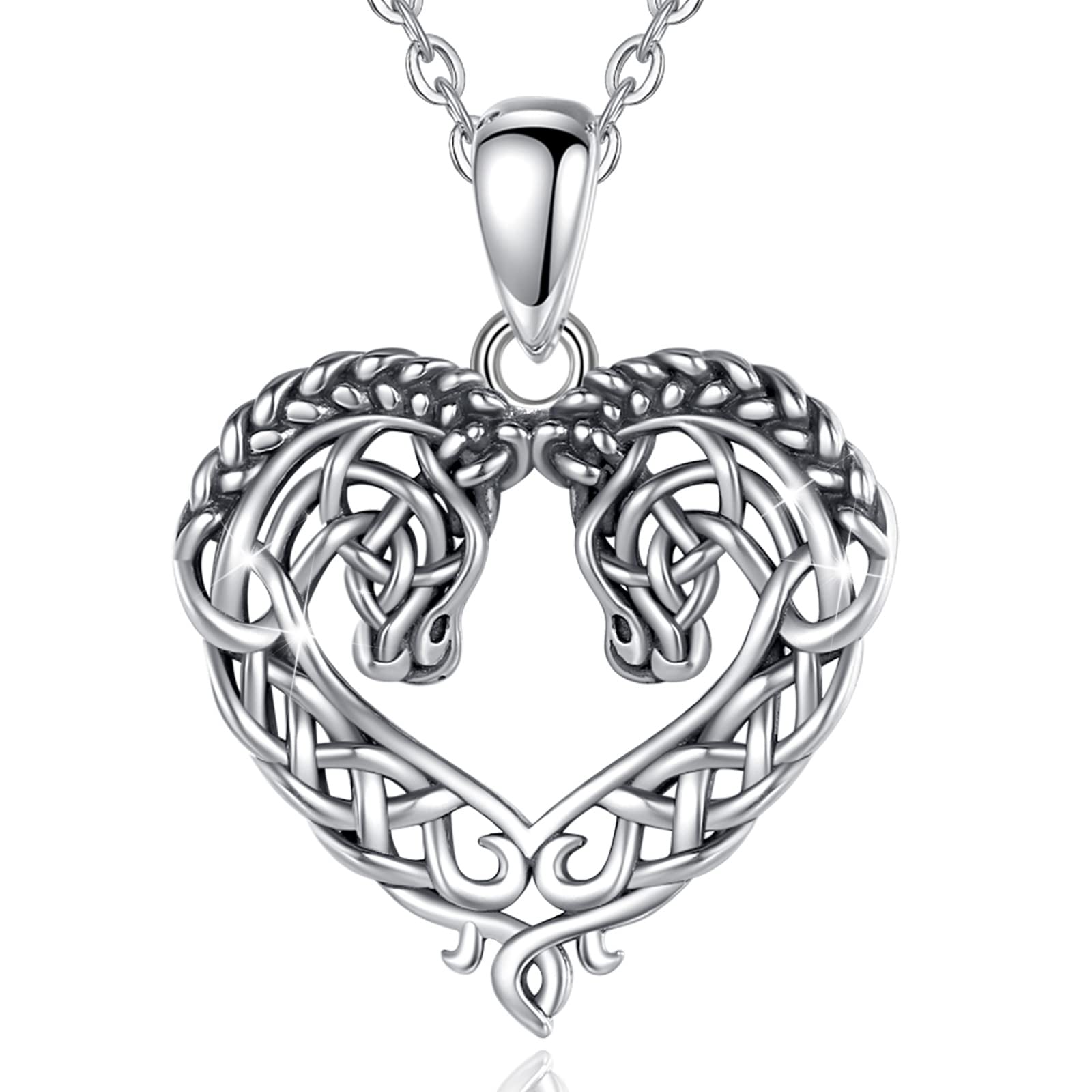 Vito925 Sterling Silver Viking Necklace for Women Men, Viking Dragon/Wolf/Horse/Tree of Life Pendant Norse Amulet Nordic Jewelry for Men