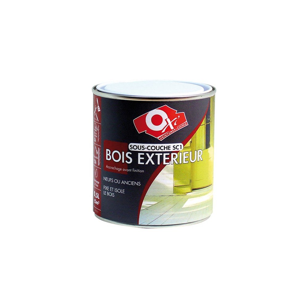 Sous couche bois extérieur blanc haute opacité Oxi SCBO.5 de 500 ml