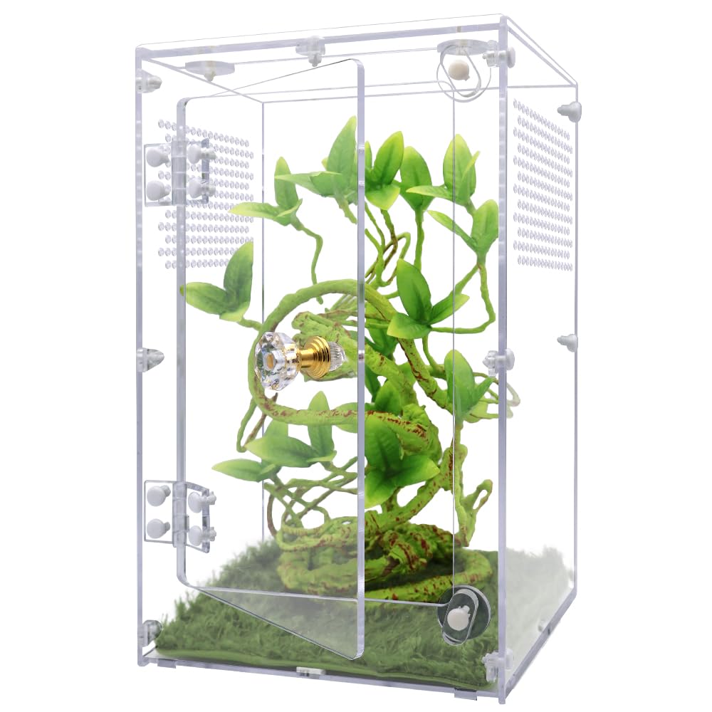 Jumping Spider Enclosure, Tarantula Enclosure with Front Opening Door, Reptile Enclosure Suitable for mantises, Spiders, Lizards, Frogs and Insects. (