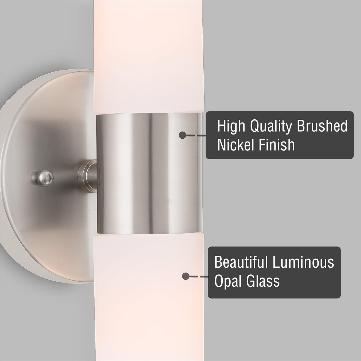 Brushed Nickel 14" Cylinder Wall Sconce with Frosted Glass Shades