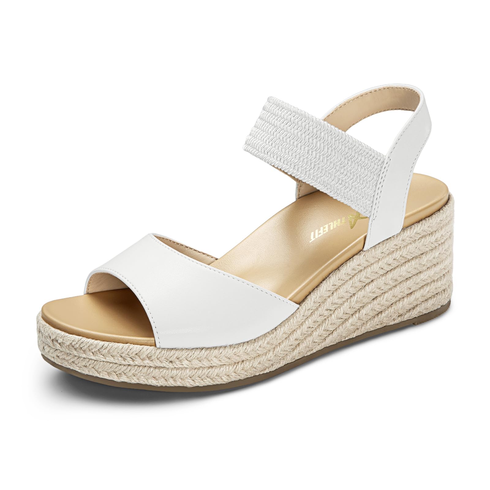 Athlefit Women's Espadrille Platform Wedge Sandals Comfortable Casual Elastic Strap Open Toe Sandals with Arch Support for Summer Work Vacation