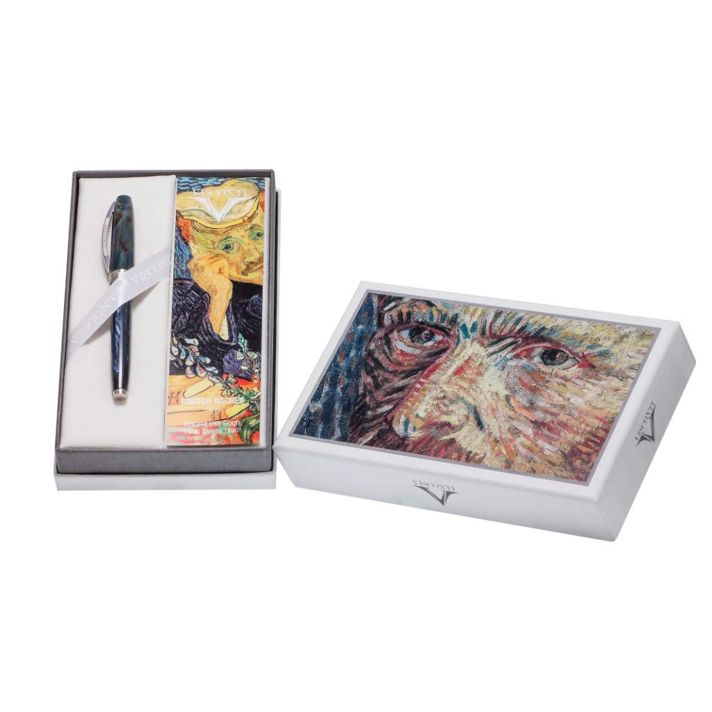 Visconti Van Gogh Kugelschreiber - Rotes Vinyl, Inspiriert Von Van Gogh Gemälden - Mit Magnetverschluss & Wechsel-Logo - Made In Italy
