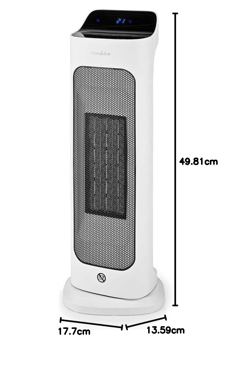 Nedis HTFA20WTW - Termoventilatore in ceramica PTC SmartLife - Wi-Fi - 2000 W - 2 livelli di calore - Oscillazione - Indicatore di temperatura 10-49°C - Controllo app - Alexa & Google Assistant