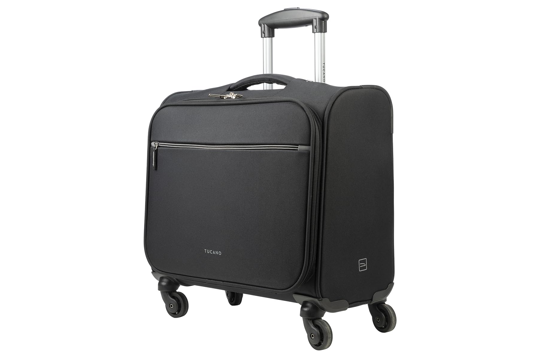 Tucano – Trolley per computer 14 e 15,6'' – 4 ruote 360°, scomparti spaziosi, spazio viaggio, manico telescopico retrattile, tasca anteriore e posteriore, Nero, Moderno