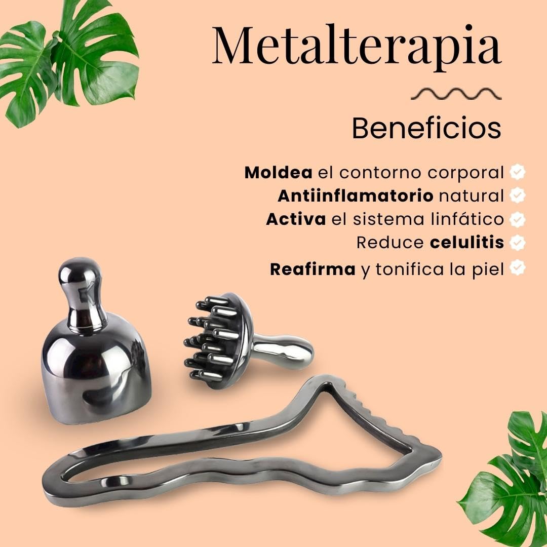 Kit completo Maderoterapia & Metalterapia 14 piezas | Reafirmante corporal natural | Maderoterapia Reductora | Metalterapia Anticelulitica | Maderoterapia Corporal moldeadora