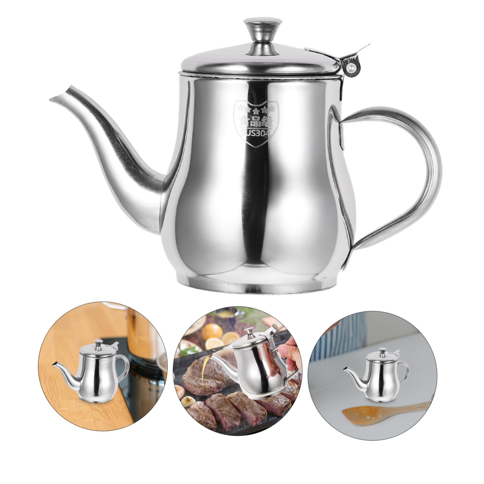 Recipiente Filtración Cocina Aceite Acero en Inoxidable de Tapa de 13oz Reciclaje Fácil de Aceite Usado