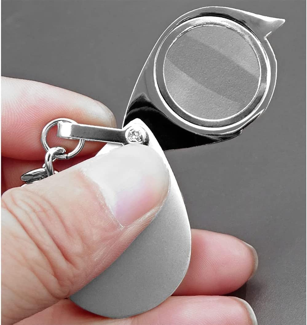 Lupa 2 szt. 15x W całości z metalu Mini lupa Składana kieszonkowa lupa z lupą z metalową obrotową osłoną ochronną do biżuterii, czytania, hobby, nauki, okularów Bo A (kolor: Sil Beauty Comes