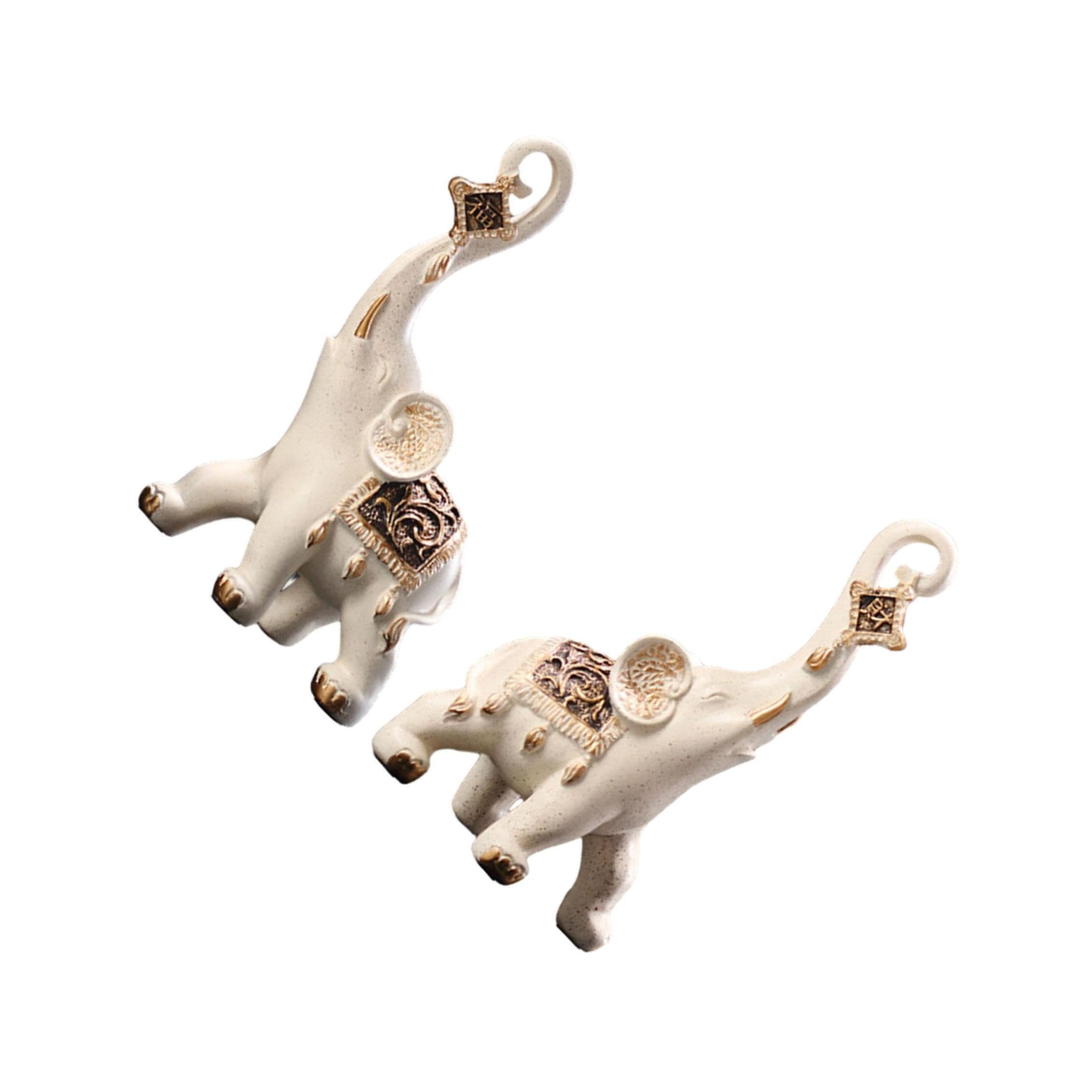 TWISAXC Premium Elephant Sculpture Exquisite Resin Figurines Bedroom Office Craft Pair Of Cute Elephant Figurines Ornamented With Details Modern Bookcase