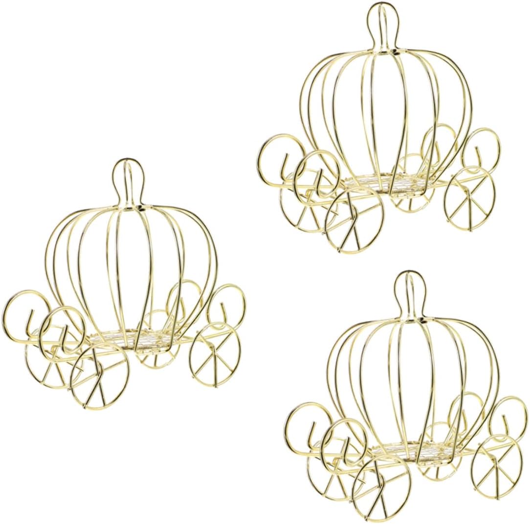 Gold Metal Pumpkin Carriage Favor Box Set of 3 Xmas Halloween Season