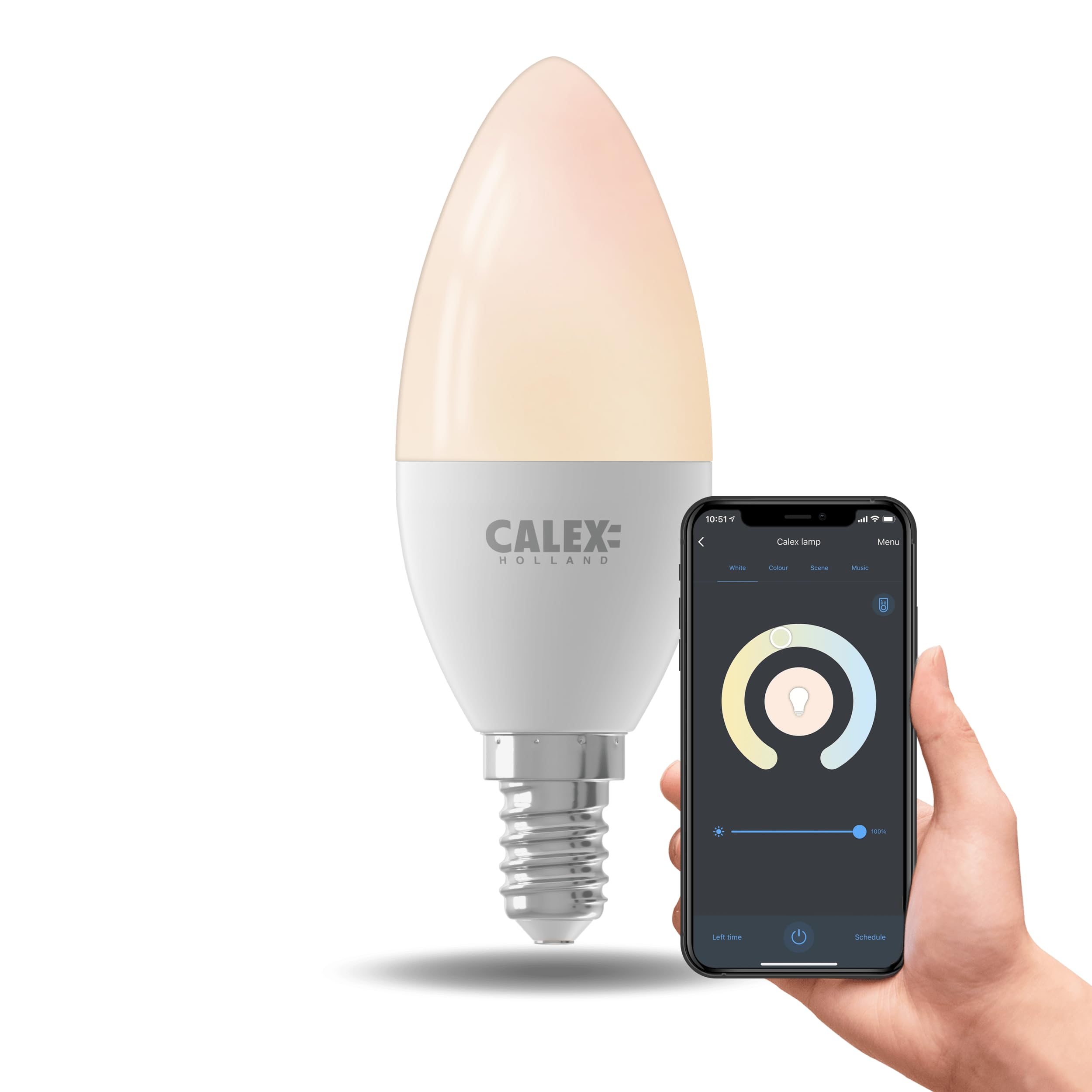 CALEX - Smart LED Bulb E14, WiFi LED Candle Bulb, Warm White Light, App and Works with Amazon Alexa and Google Home, 5W